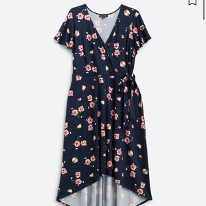 Dark blue floral hi-low midi dress for weddings, parties and showers